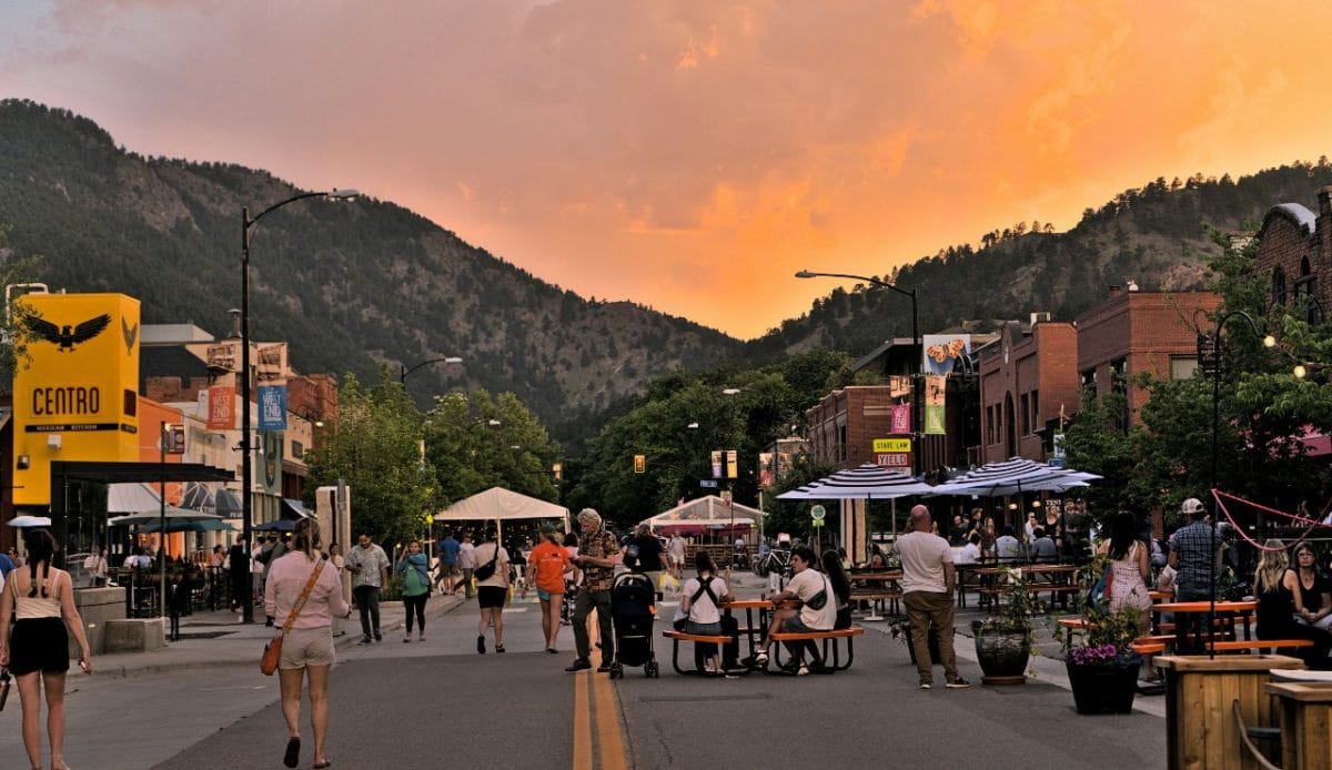Charming Evanston main street at dusk